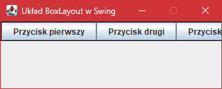 Wygląd przycisków w panelu "JPanel" z układem "BoxLayout" w "Swing" w osi X