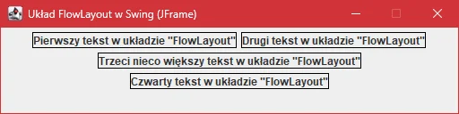 Wygląd tekstów w ramce "JFrame" z układem "FlowLayout" w "Swing"