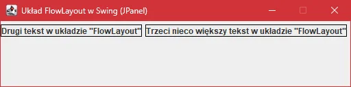 Wygląd tekstów w ramce "JPanel" z układem "FlowLayout" w "Swing"