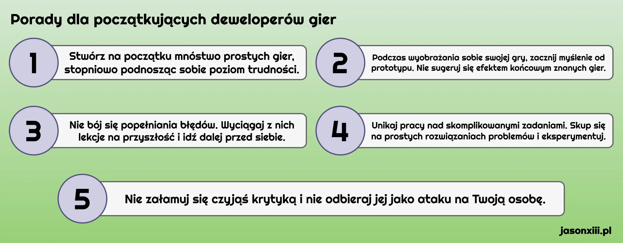 5 porad dla początkujących deweloperów gier