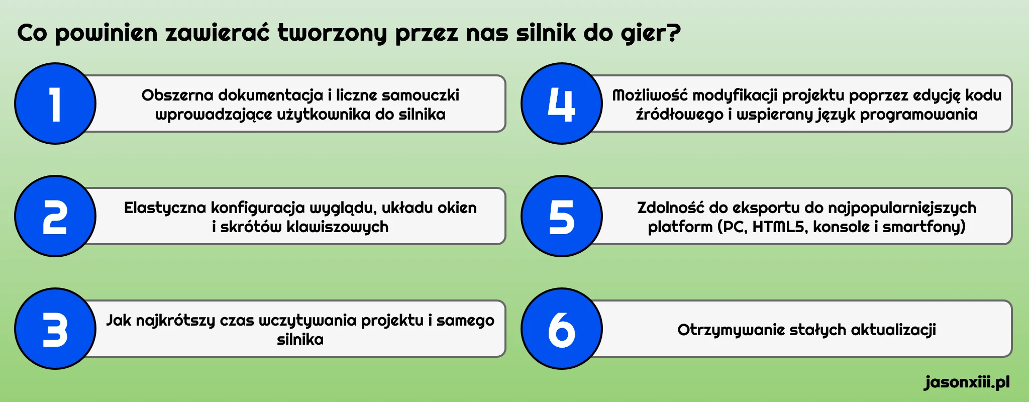 6 punktów, które powinien spełniać tworzony silnik do gier
